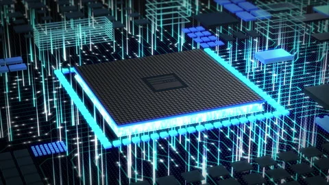 Futuristic technology CPU GPU circuit board animation Stock Footage 201238955