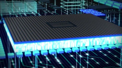 Futuristic technology CPU GPU circuit board animation Stock Footage 201239211