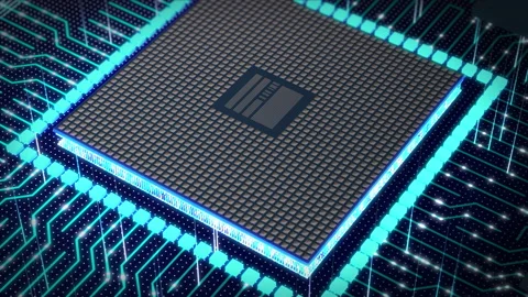 Futuristic technology CPU GPU circuit board animation Stock Footage 201239313