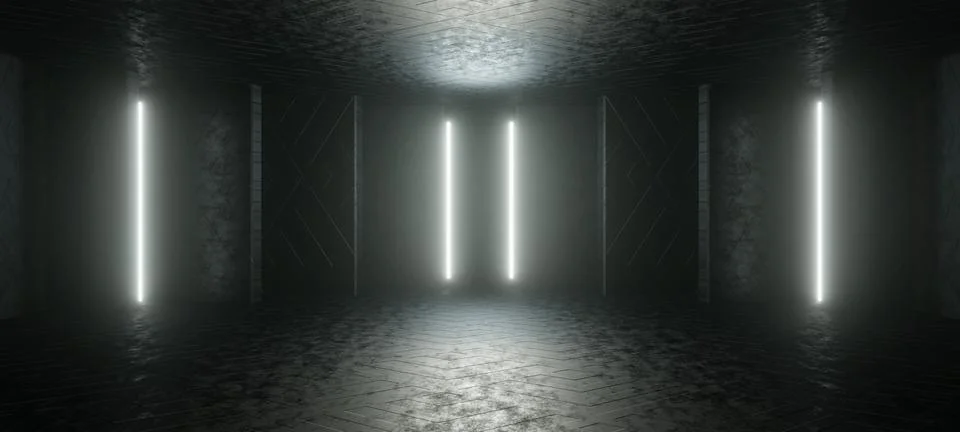 Futuristic Technology CryptoSpace Interior Crypto World Neon Lights with Silv Stock Illustration