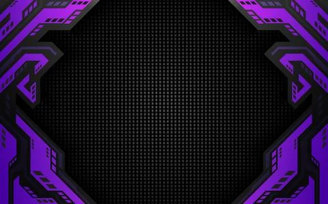 Futuristic technology dark background with violet border game banner template Stock Illustration