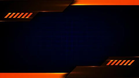 Futuristic technology dark blue grid background with glowing orange and met.. 库存插图