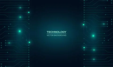 Futuristic technology dark green background with circuit line. Abstract Stock Illustration