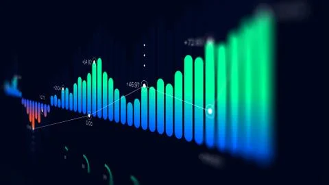 Futuristic technology dashboard hud interface, monitor screen in perspective Stock Photos