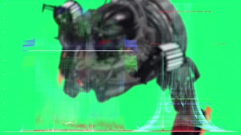 Futuristic technology data visualization with neon green glitch Stock Footage 340072090