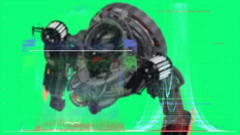 Futuristic technology data visualization with neon green glitch Stock Illustration