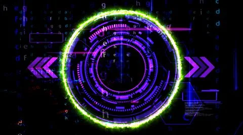 Futuristic technology digital black light purple tone Stock Illustration