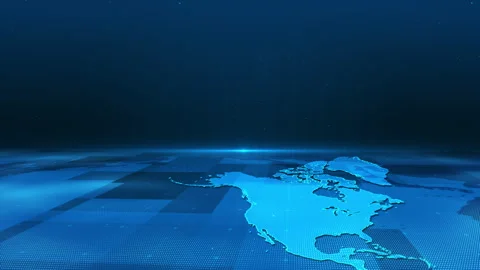 Futuristic Technology Digital Business North America Map Background Stock Footage 339046548