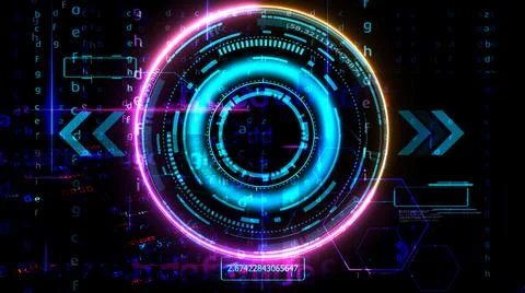Futuristic technology digital holographic matrix element laser glow effect ar Stock Illustration