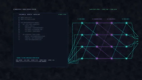 Futuristic technology digital interface network analysis screen loop Stock Footage 347203502