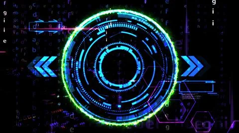 Futuristic technology digital powerful energy holographic matrix element lase Stock Illustration