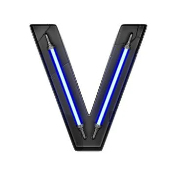 Futuristic technology font. Letter V. 3d render. Stock Illustration