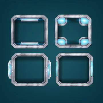 Futuristic technology game frame, abstract spaceship steel screen kit Stock Illustration