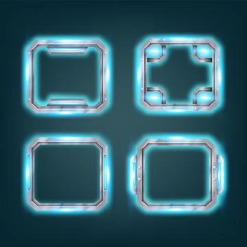 Futuristic technology game frame, vector UI HUD screen, spaceship interface Stock Illustration