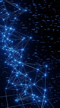 Futuristic technology glowing Plexus lines, dots background vertical 3D rende 스톡 일러스트