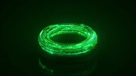 Futuristic technology green torus object seamless loop 3D render animation Stock Footage 158530576