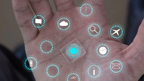 Futuristic technology in hand. Stock Footage 103995830