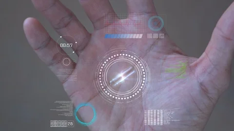 Futuristic technology in hand. 库存影片 103996046