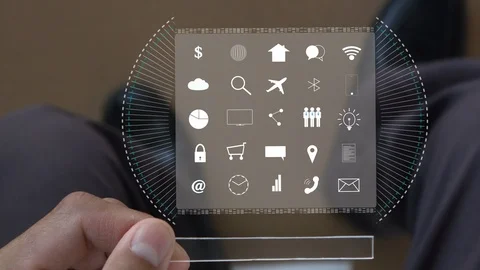 Futuristic technology in hand. modern data hologram  库存影片 104268113