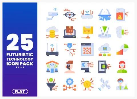 Futuristic Technology Icons Collection Stock Illustration