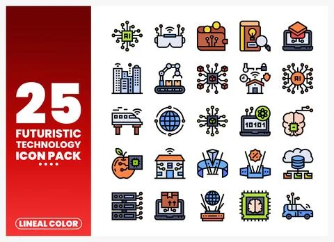 Futuristic technology icons for digital design Stock-Illustration