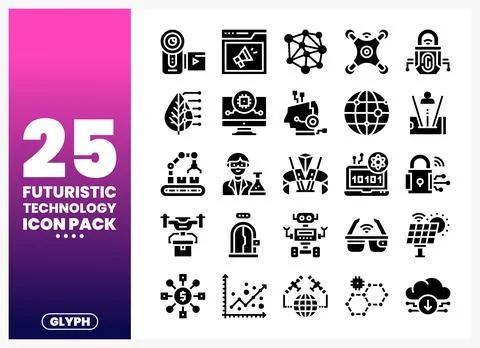 Futuristic Technology Icons for Digital Innovation and Future Concepts Stockillustratie