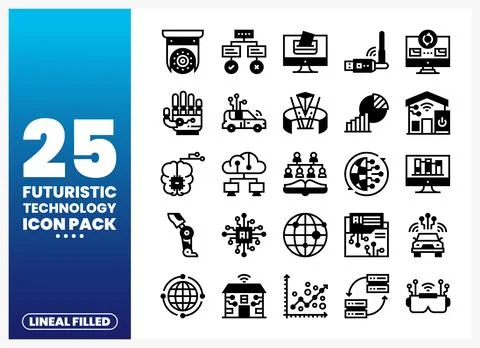 Futuristic Technology Icons for Digital Projects Stock Illustration