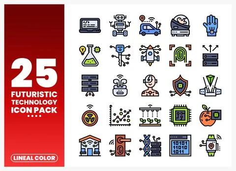 Futuristic Technology Icons 库存插图