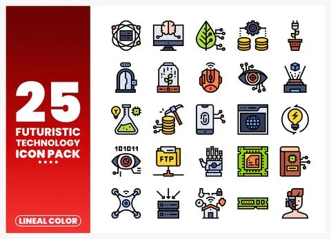 Futuristic Technology Icons Stock Illustration