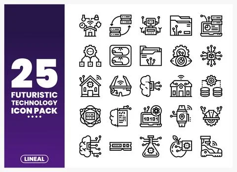 Futuristic Technology Icons Stock Illustration