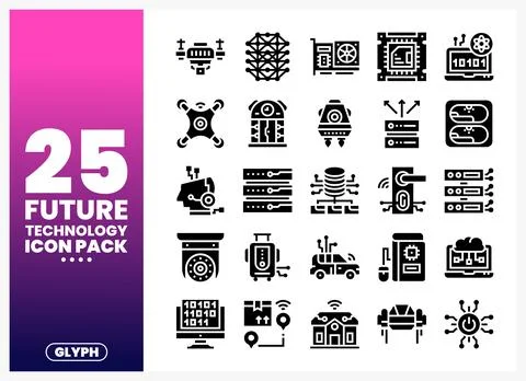 Futuristic technology icons in a pack Illustrazione stock