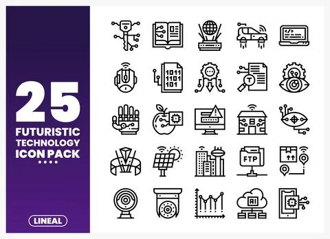 Futuristic technology icons presented on a gradient background with the tit.. 스톡 일러스트