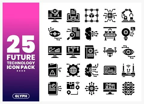 Futuristic technology icons presented on a white background. representing A.. 库存插图