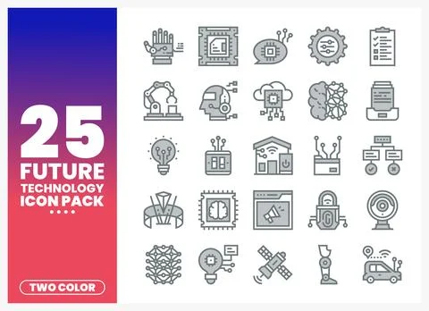 Futuristic Technology Icons Representing Innovation Stock Illustration
