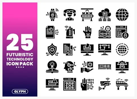 Futuristic Technology Icons on White Background 库存插图