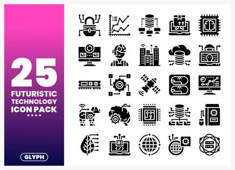 Futuristic technology icons on white background. graphic design element Stock Illustration