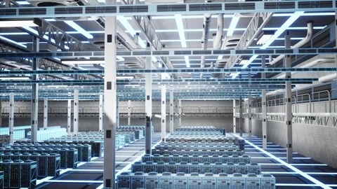 Futuristic technology, innovation and high tech server farm computing Video stock 328263732