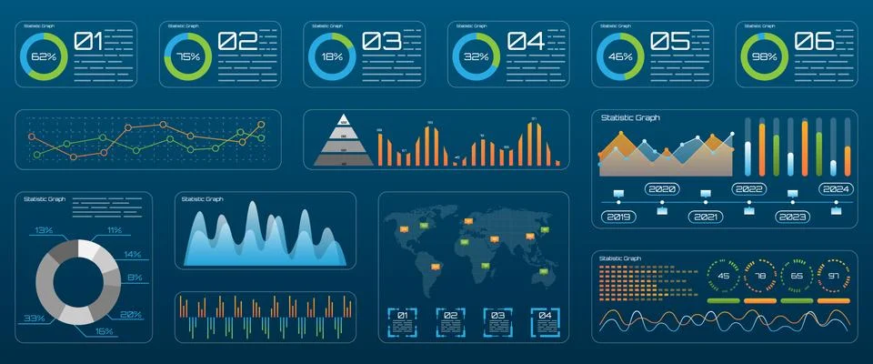 Futuristic Technology Interface for Presentation. Management Data Screen with Stock Illustration