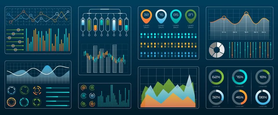 Futuristic Technology Interface for Presentation. Management Data Screen with Stock Illustration