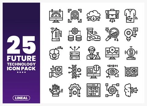Futuristic Technology Line Icons in a Pack イラスト素材