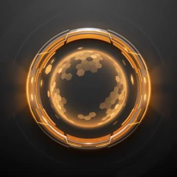 Futuristic technology metal ring with light sphere effect Stock Illustration