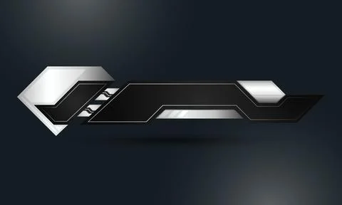 Futuristic technology metallic lower third title text box banner Stock Illustration