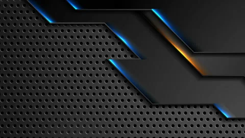 Futuristic technology motion background with blue orange neon lights Stock Footage 141021638