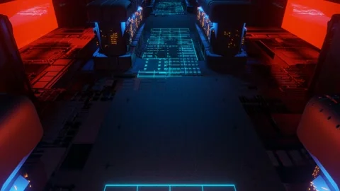 Futuristic Technology Neon Animation Sever CPU GPU. Stock Footage 197983856
