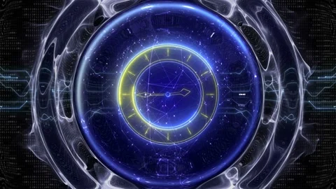 Futuristic Technology Neon Clock Animation Background, Loop Video stock 323970659