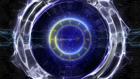Futuristic Technology Neon Clock Animation Background, Loop Video stock 323971703