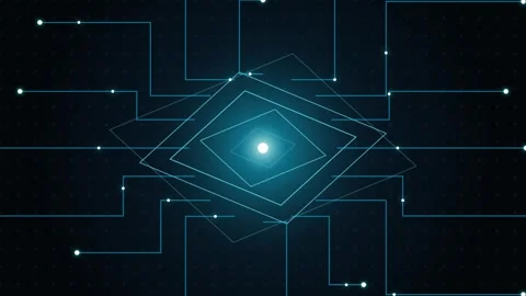 Futuristic technology network circuit board animation rotating on a grid ba.. Stock-Footage 346989076