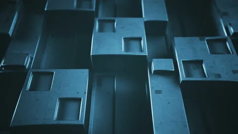 Futuristic technology panel with cubic clusters 3D render loopable animation Stock Footage 118498599