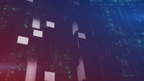 Futuristic technology panel with cubic clusters 3D render loopable animation Stock Footage 119691740