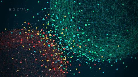 Futuristic technology for processing information flow, world big data network 库存插图